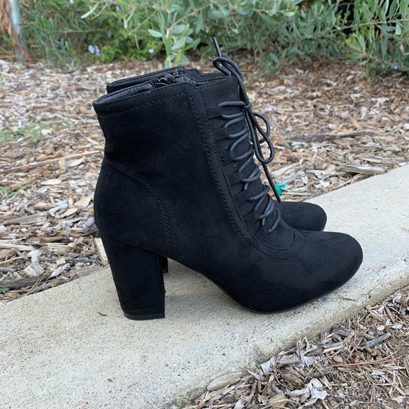 Black Faux Suede Booties - Picture 6 of 6